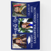 Banderoles Félicitations Grad 2025 Graduation Cap 3 Photo Ble (Vertical)