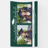 Banderoles Félicitations Grad 2025 Photo Vert Et Blanc (Vertical)