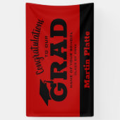 Banderoles Félicitations Grad Black Scarlet (Vertical)