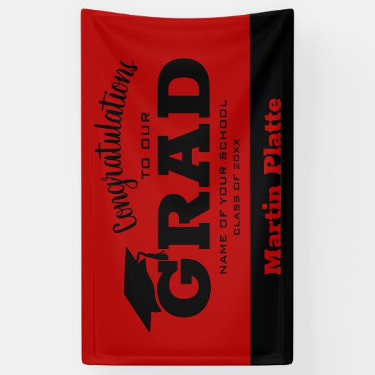Banderoles Félicitations Grad Black Scarlet (Vertical)