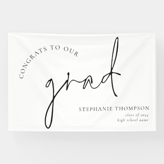 Banderoles Félicitations Grad Black Script Grad Annonce (Horizontal)