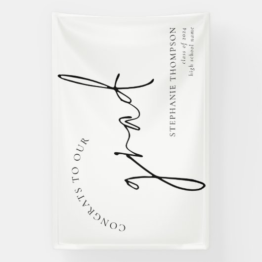 Banderoles Félicitations Grad Black Script Grad Annonce (Verticale)