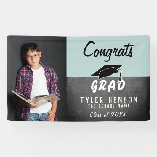 Banderoles Félicitations Grad Chalkboard Photo Grad Grad Part (Horizontal)