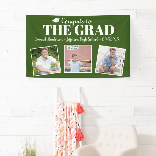 Banderoles Félicitations Grad photos personnalisées Nom Diplô (En situation)