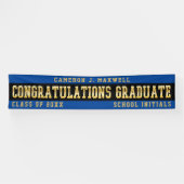 Banderoles Félicitations Graduate Blue | Noir | Or (Horizontal)