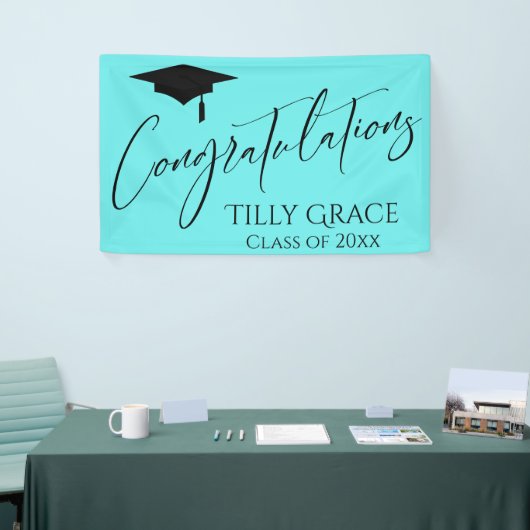 Banderoles Félicitations Graduate Class of Black sur Aqua (Salon professionnel)