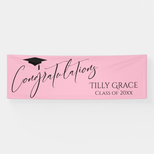 Banderoles Félicitations Graduate Class of Light Pink (Horizontal)