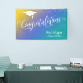 Banderoles Félicitations Graduation Jaune Bleu Turquoise Ombr (Salon professionnel)