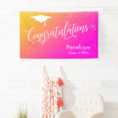Banderoles Félicitations Graduation Pink Jaune Gradient (En situation)