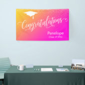 Banderoles Félicitations Graduation Pink Jaune Gradient (Salon professionnel)