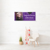 Banderoles Félicitations Graduation Purple Confetti Photo (En situation)