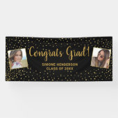 Banderoles Félicitations Grand Black Gold Parties scintillant (Horizontal)