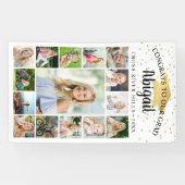 Banderoles Félicitations Grand Noir Or 15 Photo Collage Scrip (Horizontal)