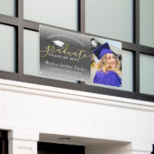 Banderoles Félicitations Gris Gold Photo Graduation (Bâtiment extérieur)