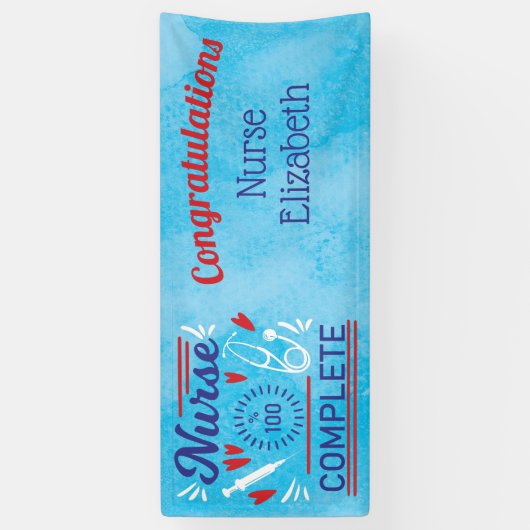 Banderoles Félicitations Infirmière Diplôme Bleu Moderne Funn (Vertical)