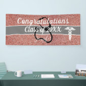 Banderoles Félicitations Infirmière Rose de diplôme Gold Cust (Salon professionnel)