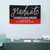 Banderoles Félicitations manuscrites aux diplômés Rouge noir (Salon professionnel)