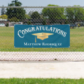 Banderoles Félicitations Moderne Simple Bleu Graduation (En situation)