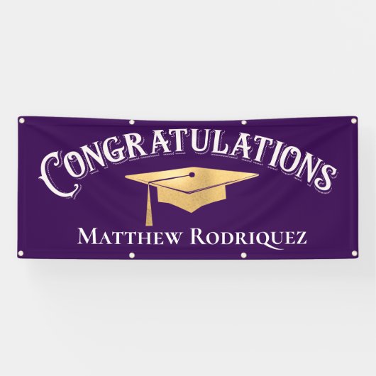 Banderoles Félicitations Moderne Simple Purple Graduation (Horizontal)