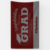 Banderoles Félicitations modernes Grad Dark Maroon et Grey (Vertical)
