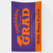 Banderoles Félicitations modernes Grad Orange sur Purple (Vertical)