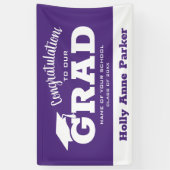 Banderoles Félicitations modernes Grad White sur le violet (Vertical)