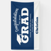 Banderoles Félicitations modernes Grad White sur Navy Blue (Vertical)