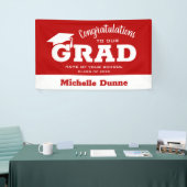 Banderoles Félicitations modernes Grad White sur Scarlet Red (Salon professionnel)