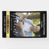 Banderoles Félicitations modernes photo du diplômé | Noir (Horizontal)