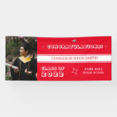 Banderoles Félicitations Monogramme rouge et blanc (Horizontal)