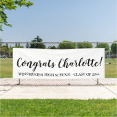 Banderoles Félicitations noir blanc script personnalisé gradu (Insitu)