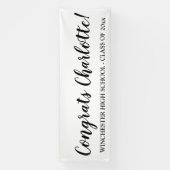 Banderoles Félicitations noir blanc script personnalisé gradu (Verticale)