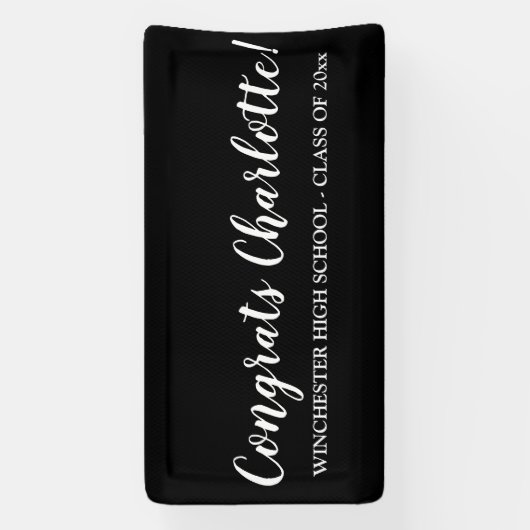 Banderoles Félicitations noir nom de script personnalisé text (Verticale)