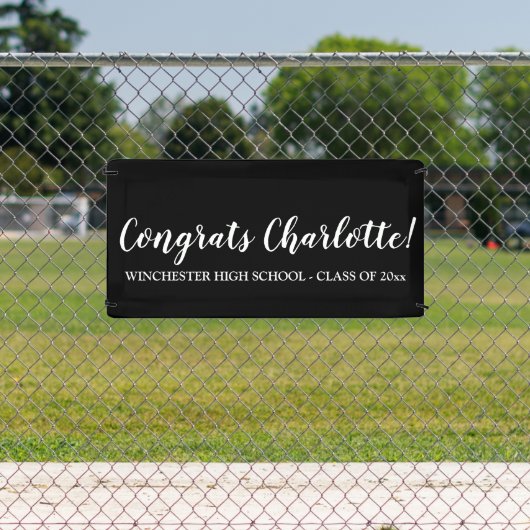 Banderoles Félicitations noir nom de script personnalisé text (Insitu)