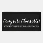 Banderoles Félicitations noir nom de script personnalisé text (Horizontal)