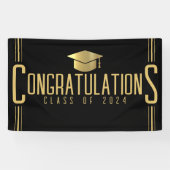 Banderoles Félicitations Noir & Or Promotion Diplômée (Horizontal)