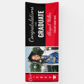 Banderoles Félicitations Noir & Rouge moderne Photo des diplô (Vertical)