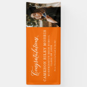 Banderoles Félicitations photo de graduation orange (Vertical)