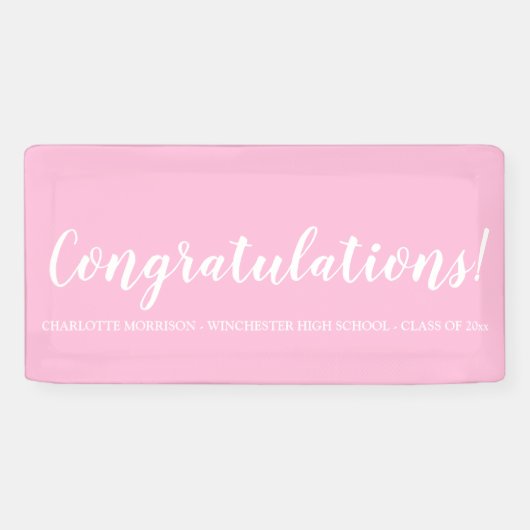 Banderoles Félicitations Pink - graduation de texte de script (Horizontal)