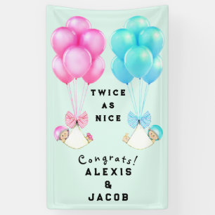 Banderoles Félicitations pour la Baby Shower de jumeaux