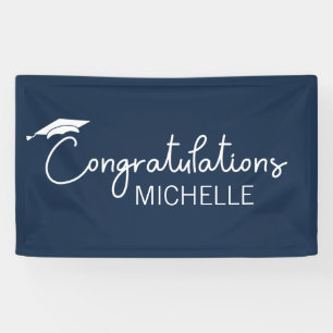 Banderoles Félicitations pour la remise des diplômes bleu mar