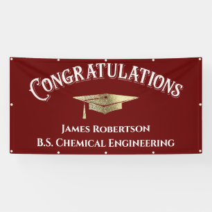 Banderoles Félicitations Red Burgundy Gold Graduation