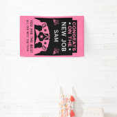 Banderoles Félicitations rose pour le nouvel emploi (Insitu)