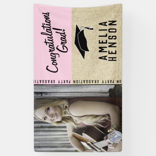 Banderoles Félicitations Rustiques Grad Grad Graduation Party (Vertical)