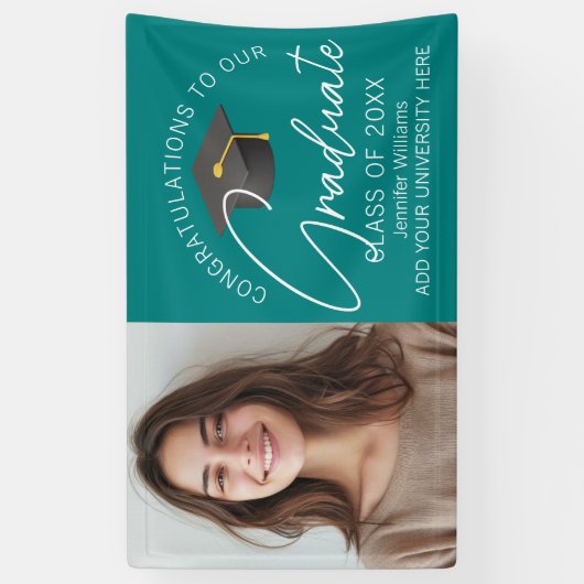 Banderoles Félicitations turquoises Grad Photo Grad Graduatio (Vertical)
