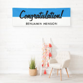 Banderoles Félicitations Typographie Bleue Nom Parti (En situation)