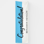 Banderoles Félicitations Typographie Bleue Nom Parti (Vertical)