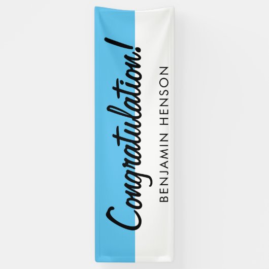 Banderoles Félicitations Typographie Bleue Nom Parti (Vertical)