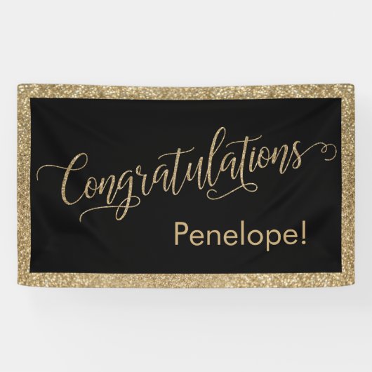 Banderoles Félicitations Typographie Parties scintillant or e (Horizontal)