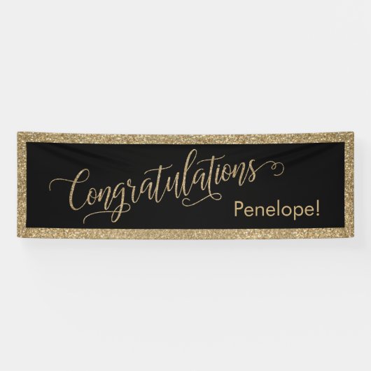 Banderoles Félicitations Typographie Parties scintillant or e (Horizontal)